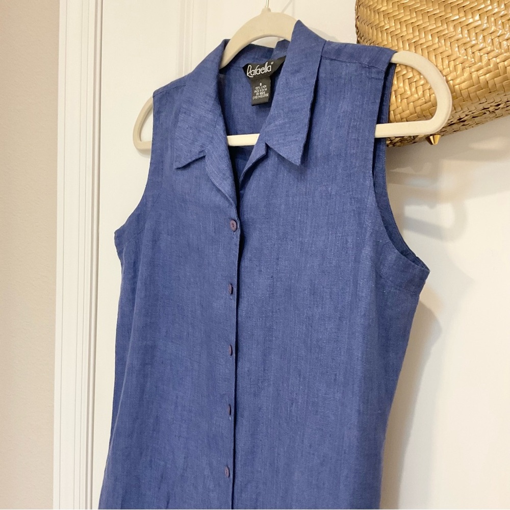 Rafaella Linen Midi Shirtdress Blue Size 8, EUC - Picture 3 of 7